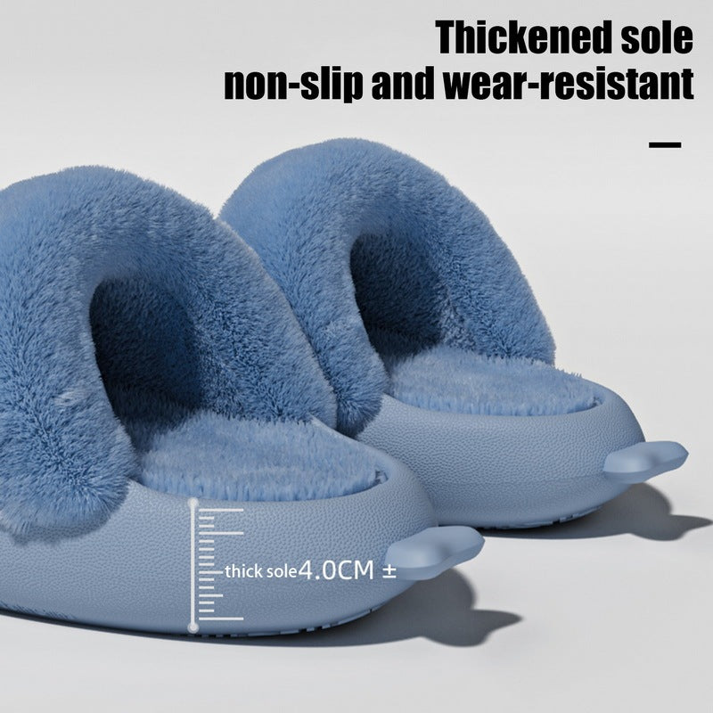 Winter Plush Shark Slippers