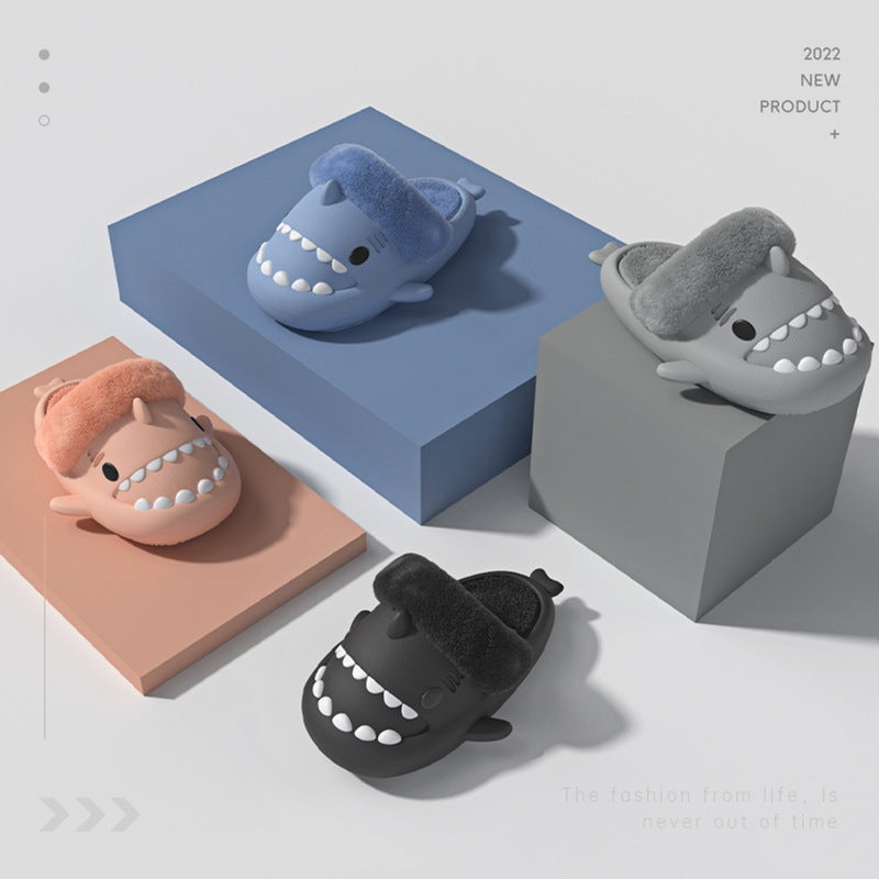 Winter Plush Shark Slippers