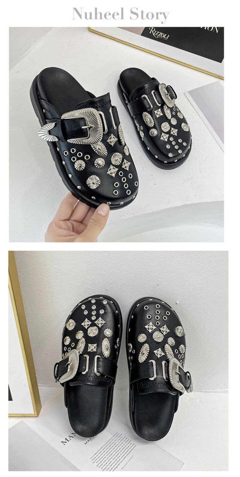 Punk Metal Rivet Slippers crocs