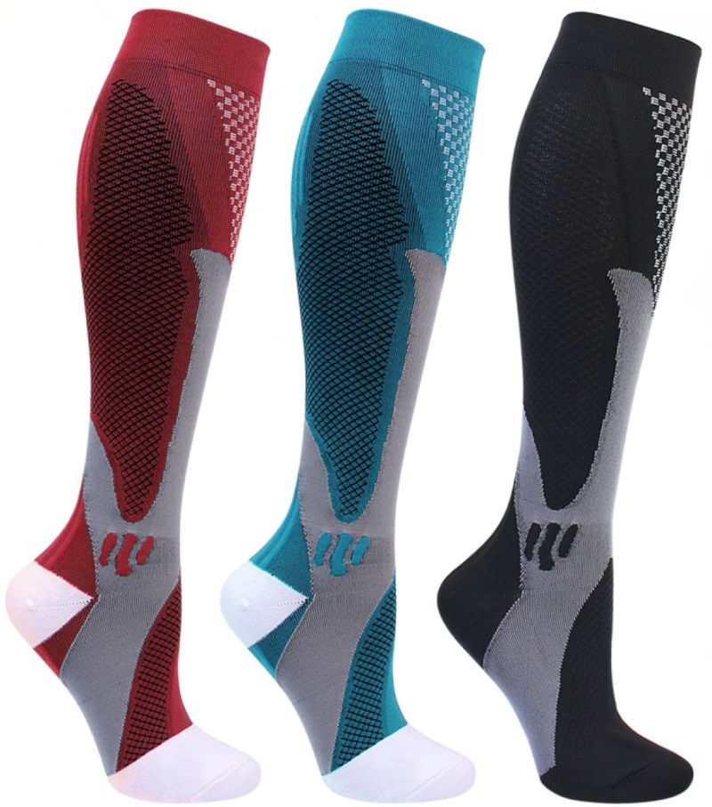 Chaussettes de compression Compression socks Soutien des jambes Performance sportive Circulation sanguine Réduction de la fatigue Confort des pieds Amélioration de la circulation, sock red, blue, black, noir, bleu, rouge 