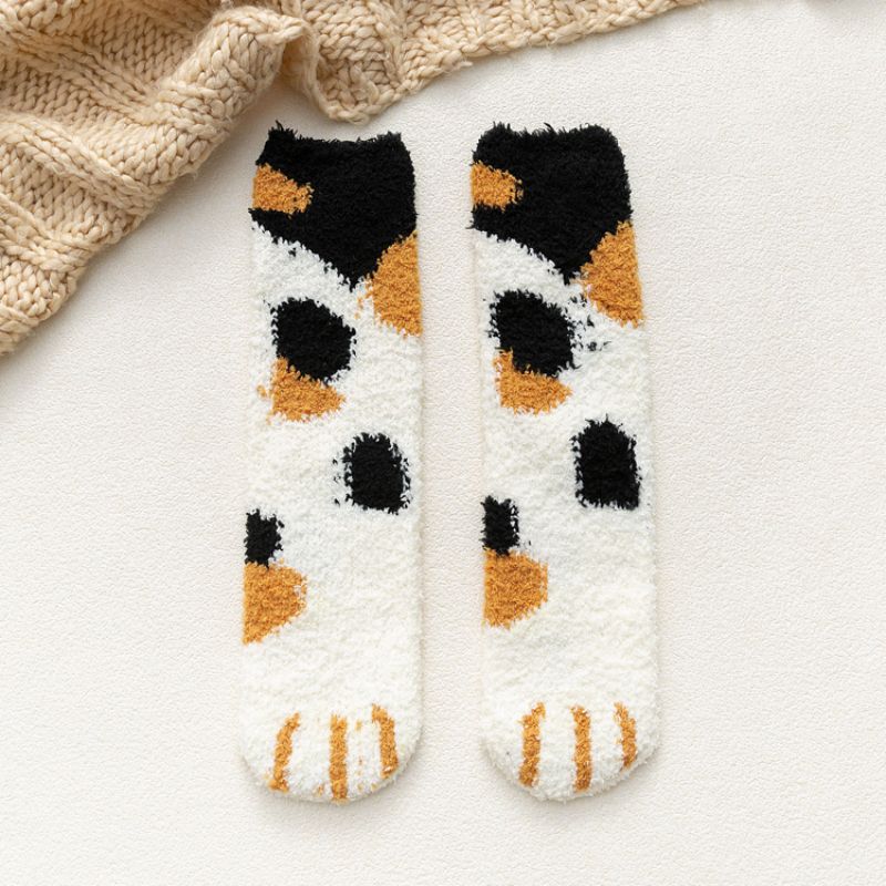 Cat Claw Coral Plush Socks