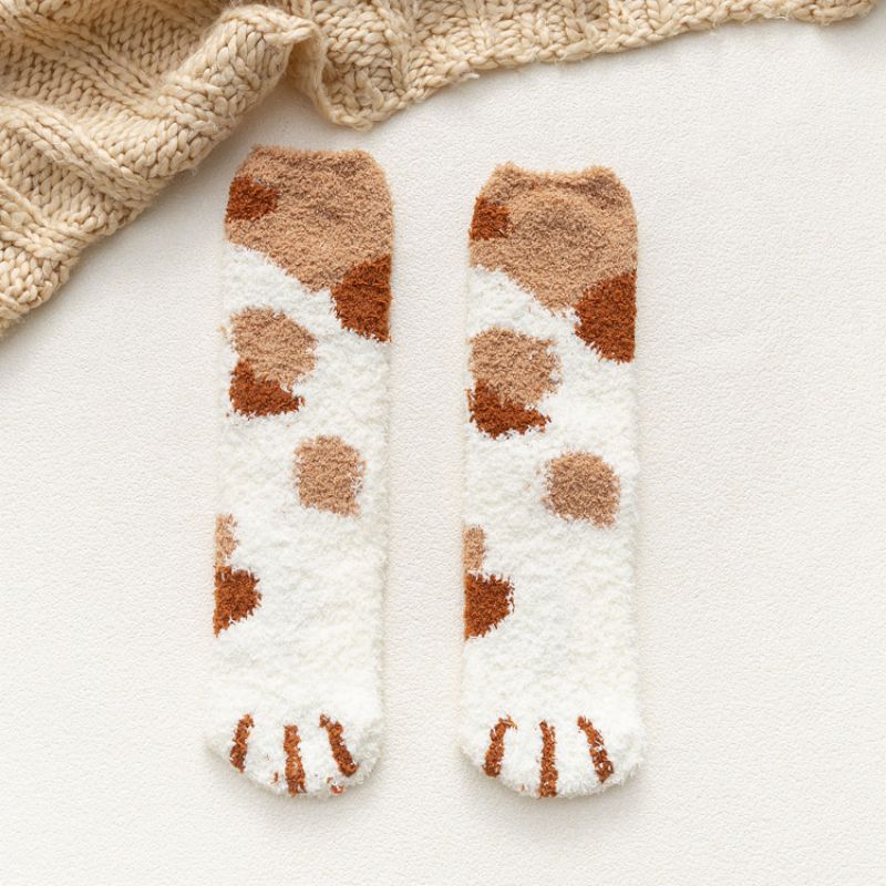 Cat Claw Coral Plush Socks