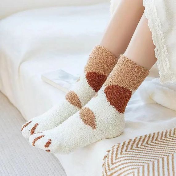 at claw socks, coral plush socks, cozy socks, cute cat socks, King Stone Brothers and Co, 