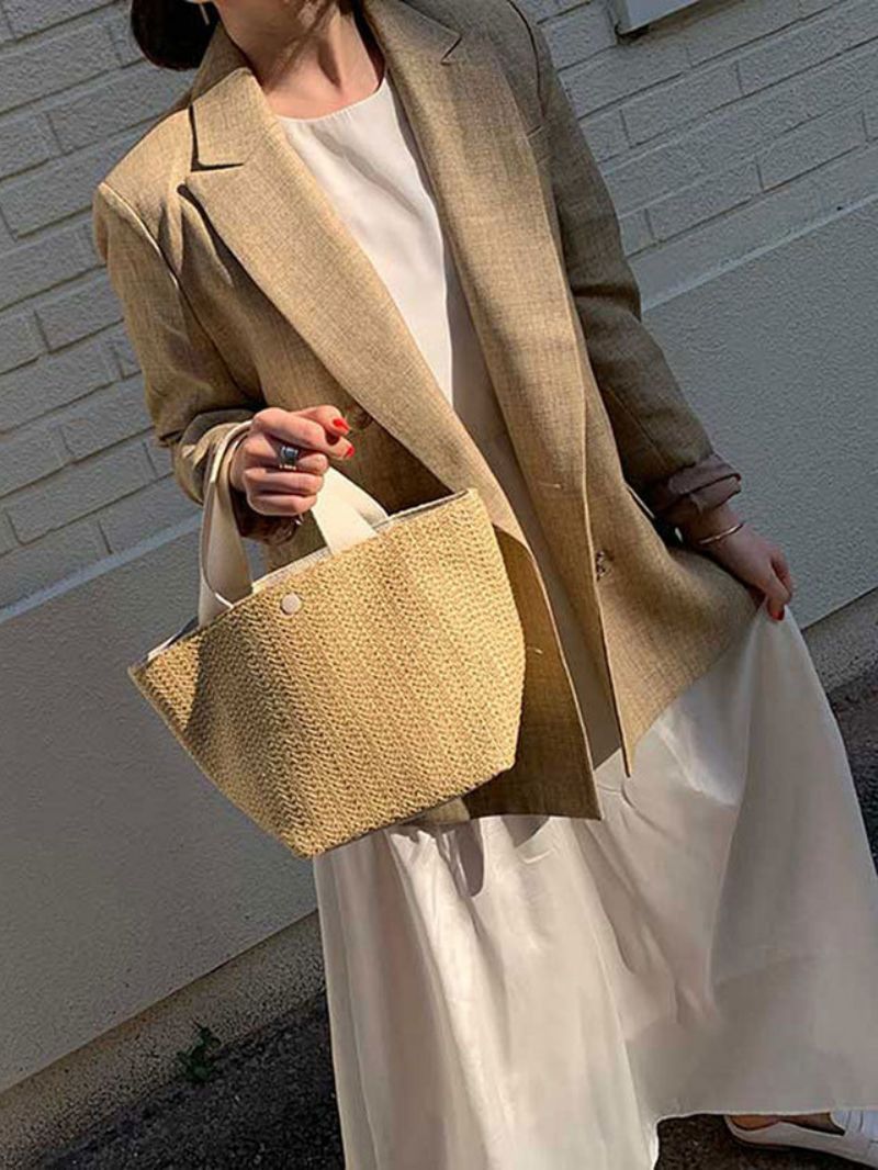 Lässige Handtasche im pastoralen Stil mit gewebter Tasche