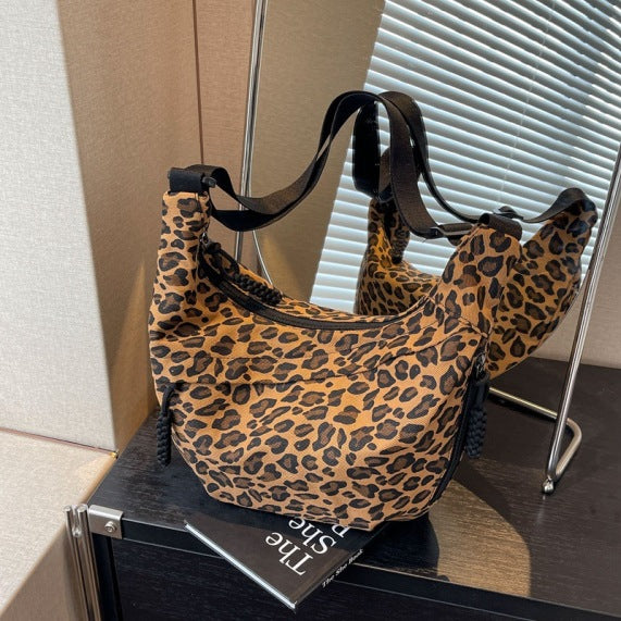 Leopard-Print Canvas Commuter Bag