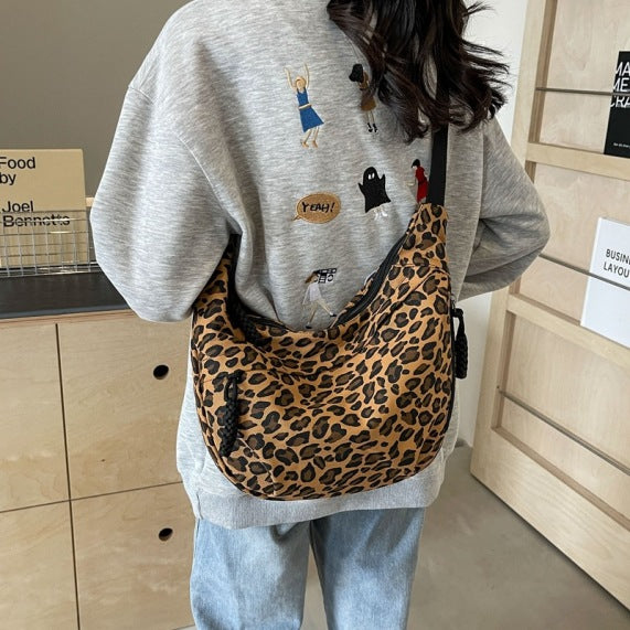 Leopard-Print Canvas Commuter Bag
