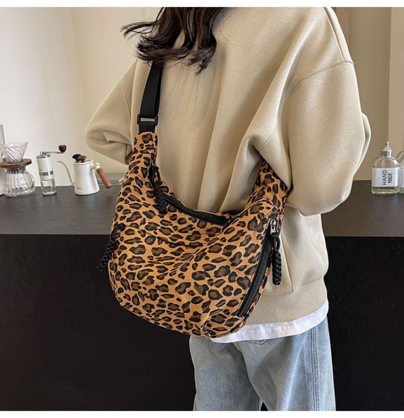 Leopard-Print Canvas Commuter Bag