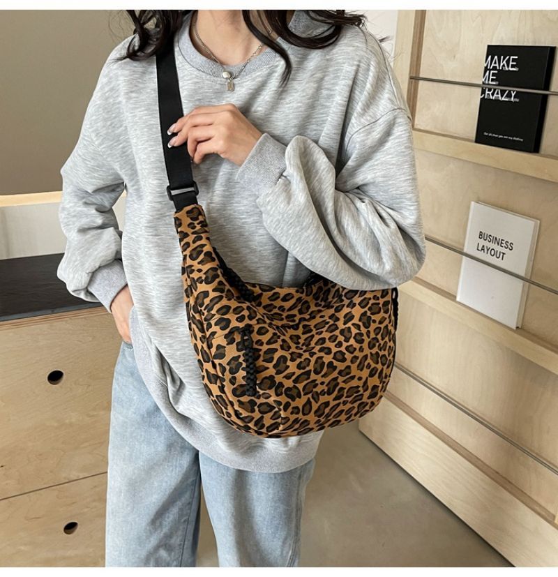 Leopard-Print Canvas Commuter Bag