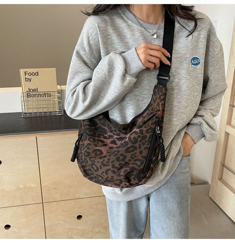 Leopard-Print Canvas Commuter Bag