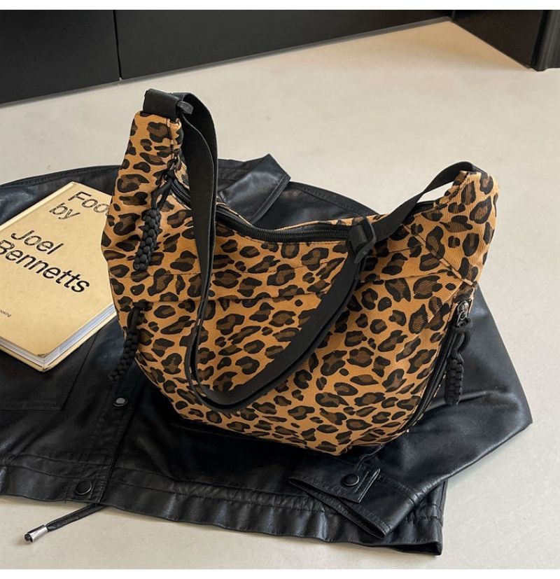 Leopard-Print Canvas Commuter Bag