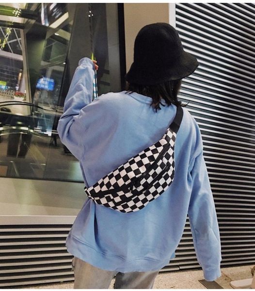 Black And White Plaid Fanny Pack