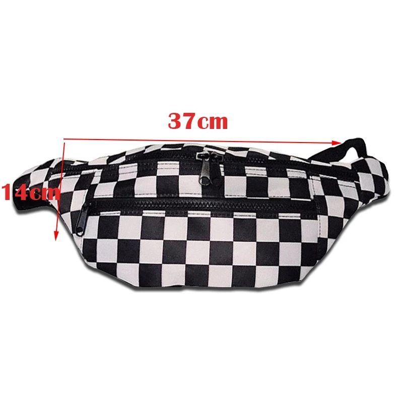 Black And White Plaid Fanny Pack