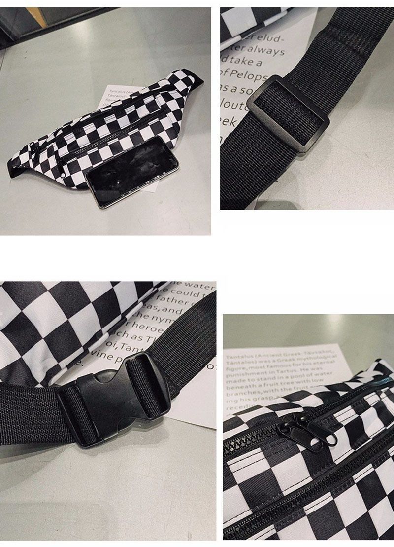 Black And White Plaid Fanny Pack
