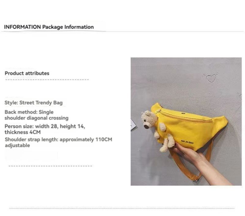 All-match Canvas Bag Teddy bear
