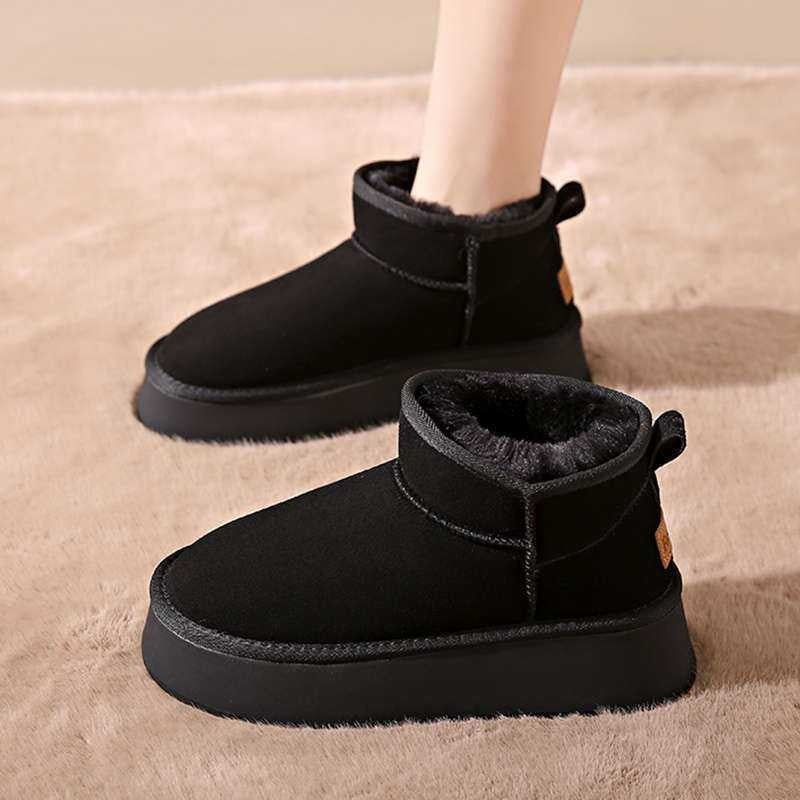 Autumn and Winter Platform Fleece-Lined Snow Boots