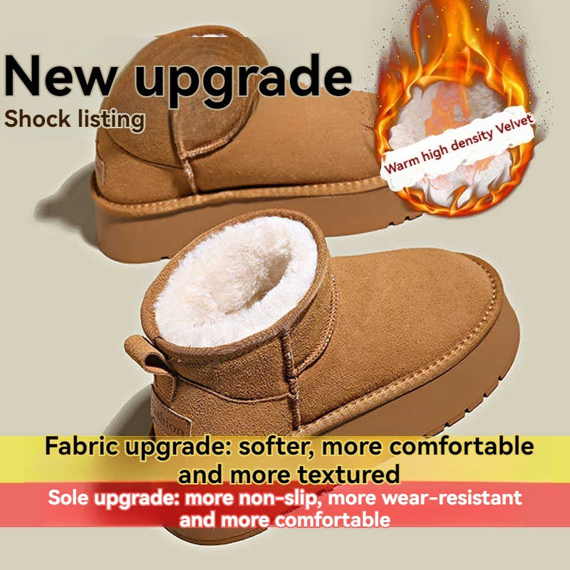 Autumn and Winter Platform Fleece-Lined Snow Boots
