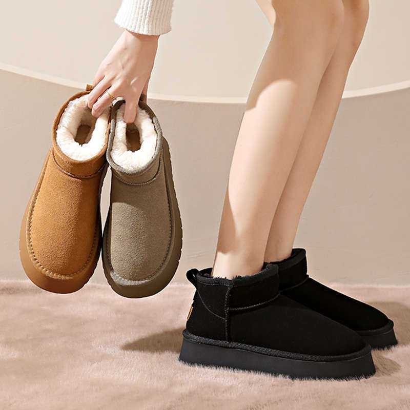 Autumn and Winter Platform Fleece-Lined Snow Boots
