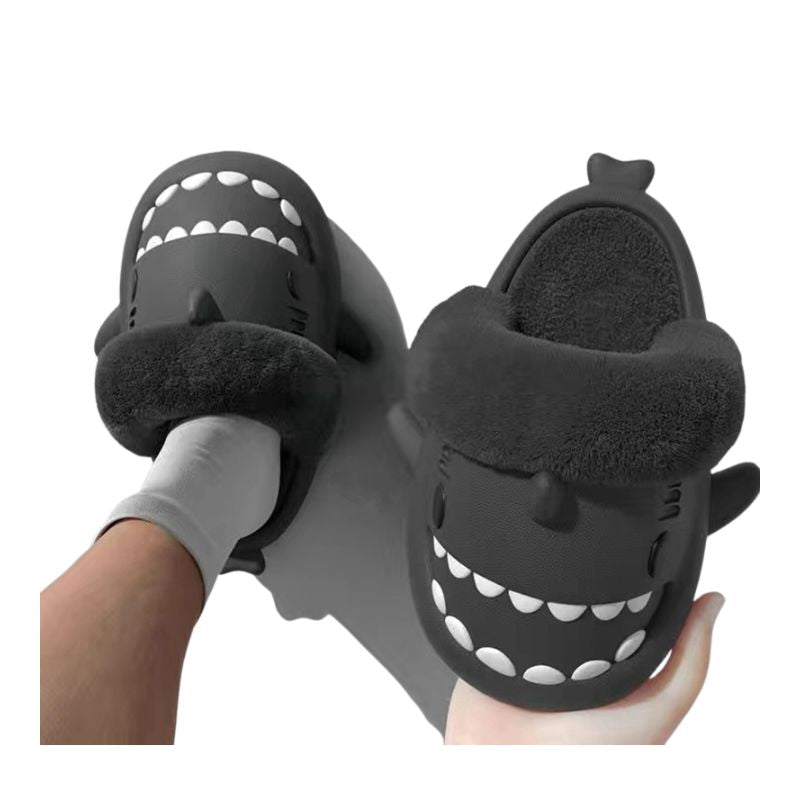 Winter Plush Shark Slippers