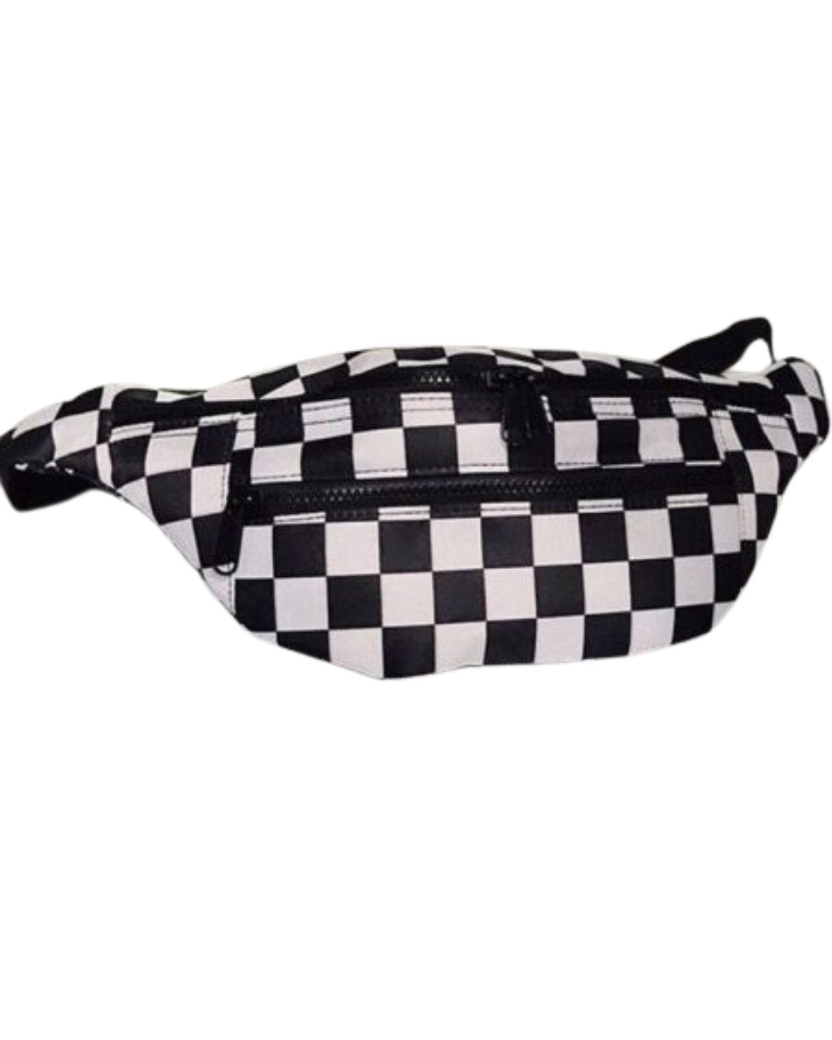 Black And White Plaid Fanny Pack